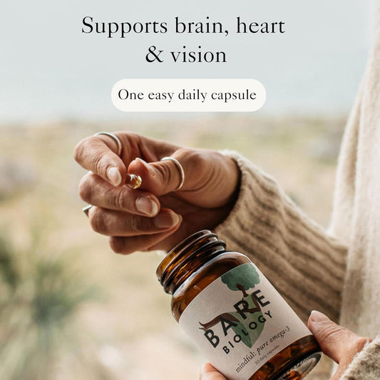 Bare Biology Omega 3 Fish Oil - Mindful Omega 3 Capsules (30 Servings) Dha 560Mg, Supports Brain Function & Eye Health