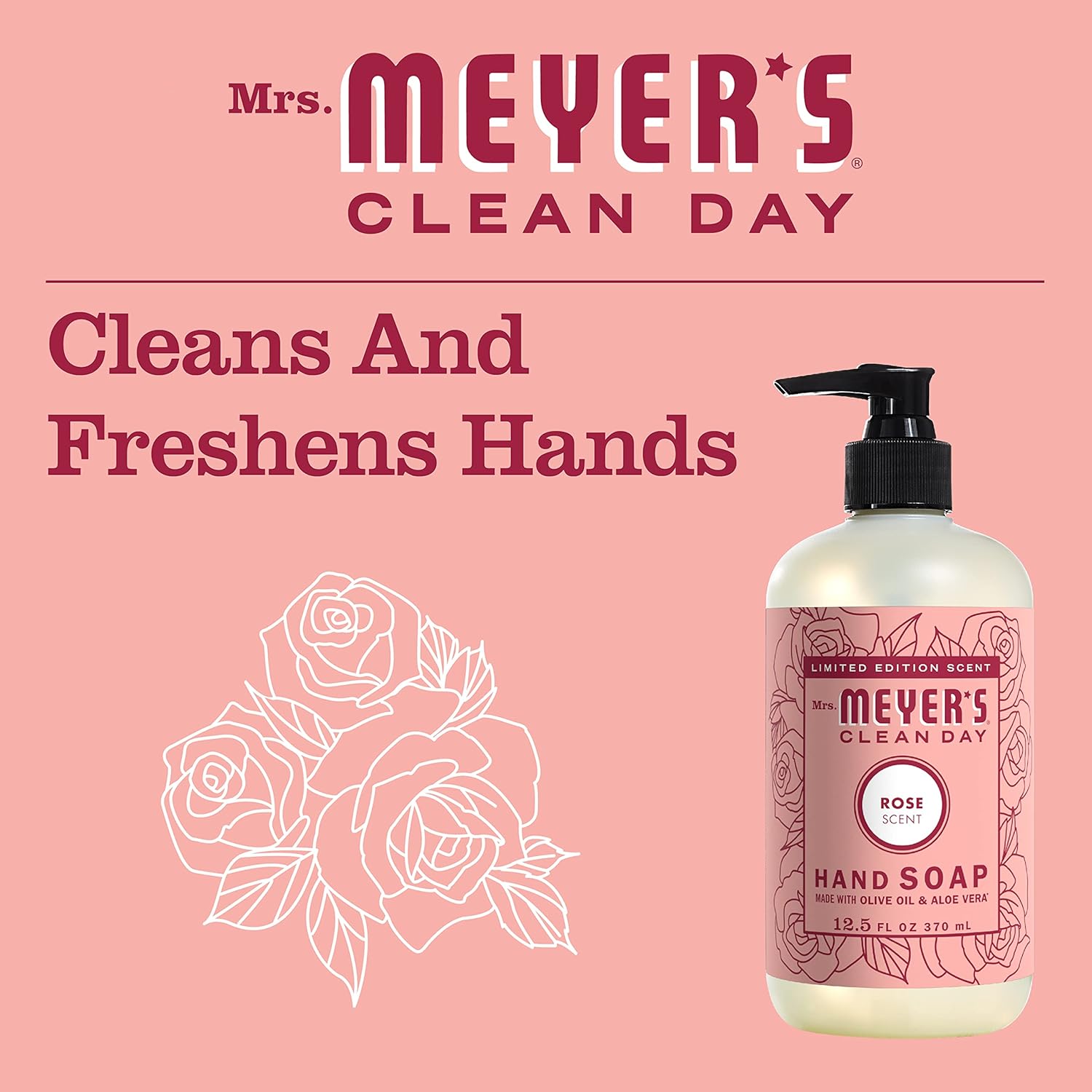 Mrs. Meyer's Clean Day Liquid Hand Soap Rose 12.5 Fl Oz (Pack of 3) : Health & Household