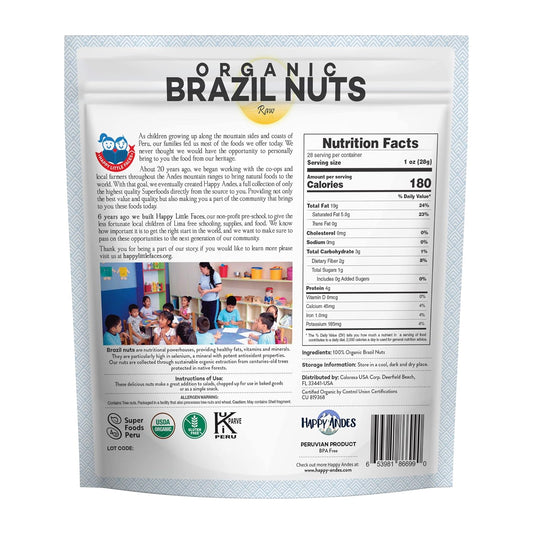 Happy Andes Real Organic Brazil Nuts 1.75 lbs -Non-GMO, Raw Whole nuts,Vacuum Sealed, Resealable bag, Low Carb, Keto Friendly, Vegan Snack, Unsalted, Natural Snack