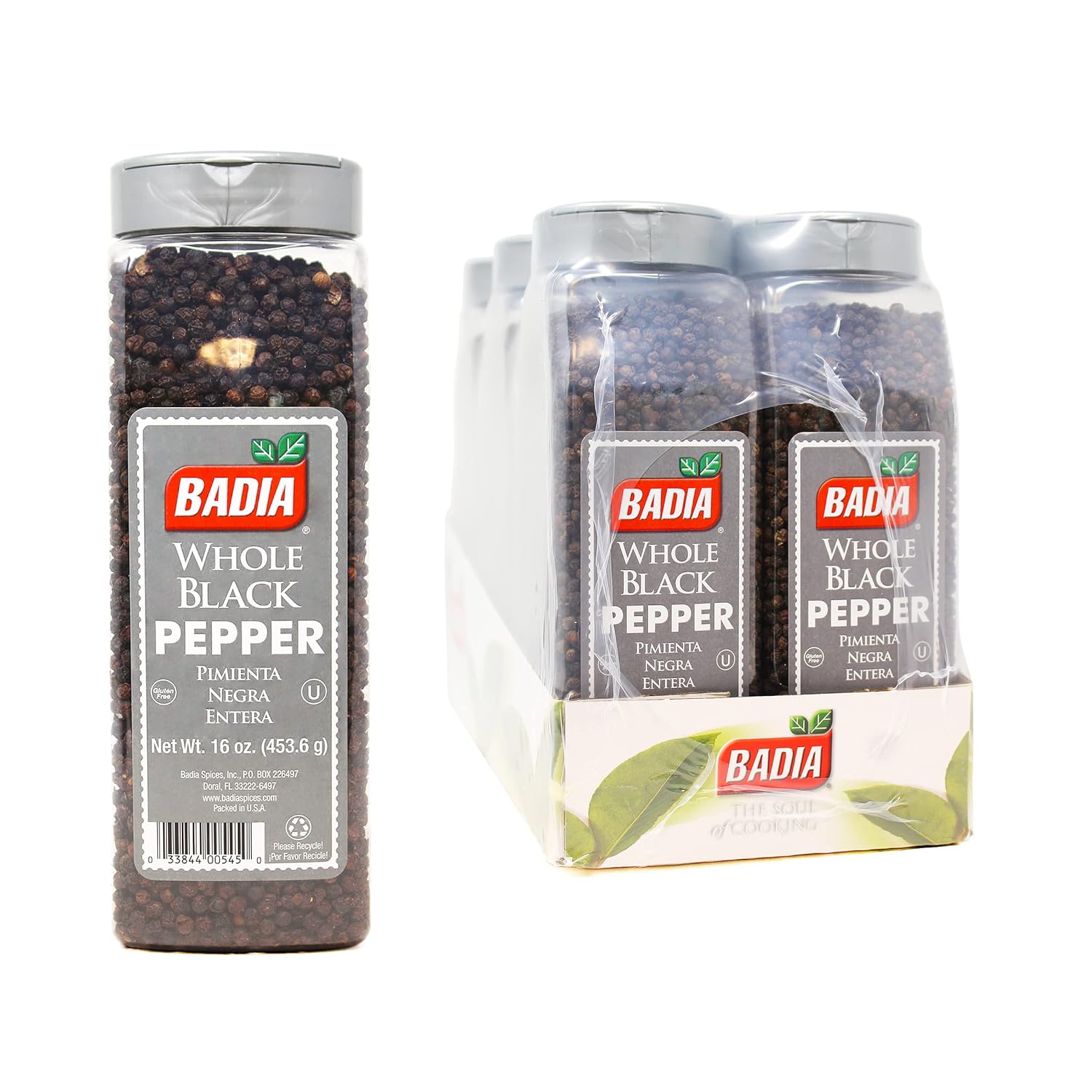 Badia Whole Black Pepper, 16 Ounce (Pack of 6)