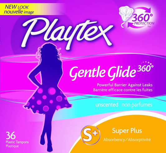 Playtex Gentle Glide 360 Tampons, Plastic, Super Plus Absorbency,36count Unscented : Health & Household