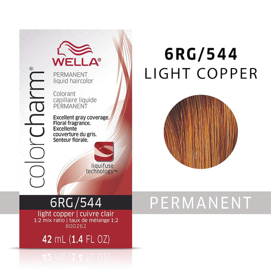 Wella Color Charm Invigo Brilliance Color Protection Shampoo & Conditioner, For Fine Hair + Permanent Liquid Hair Color For Gray Coverage, 6Rg Light Copper