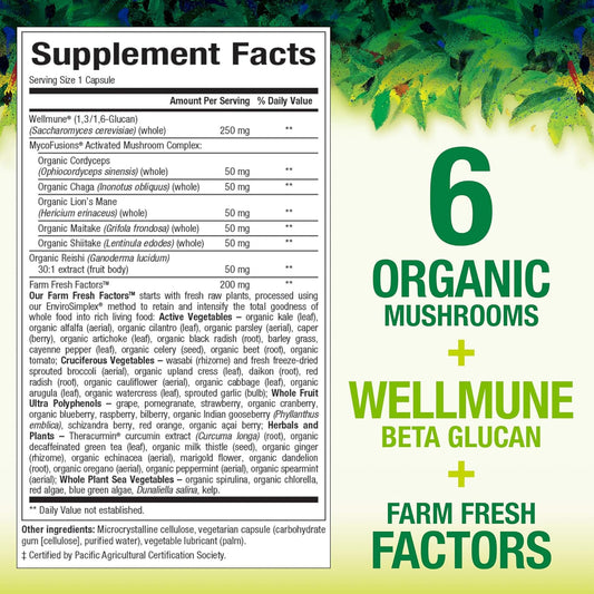 Natural Factors Whole Earth & Sea from, Super Mushroom, Whole Food Supplement, Vegan 30 Vegetarian Capsules