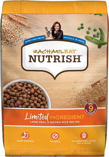 Rachael Ray Nutrish Limited Ingredient Dog Food, Lamb Meal & Brown Rice Recipe, 28 Lb. Bag