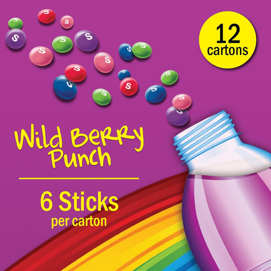 Skittles Singles To Go Wild Berry Punch, Powdered Drink Mix, Zero Sugar, Low Calorie, Includes 12 Boxes, 6 Servings Per Box, 72 Total Servings,6 Count (Pack Of 12)