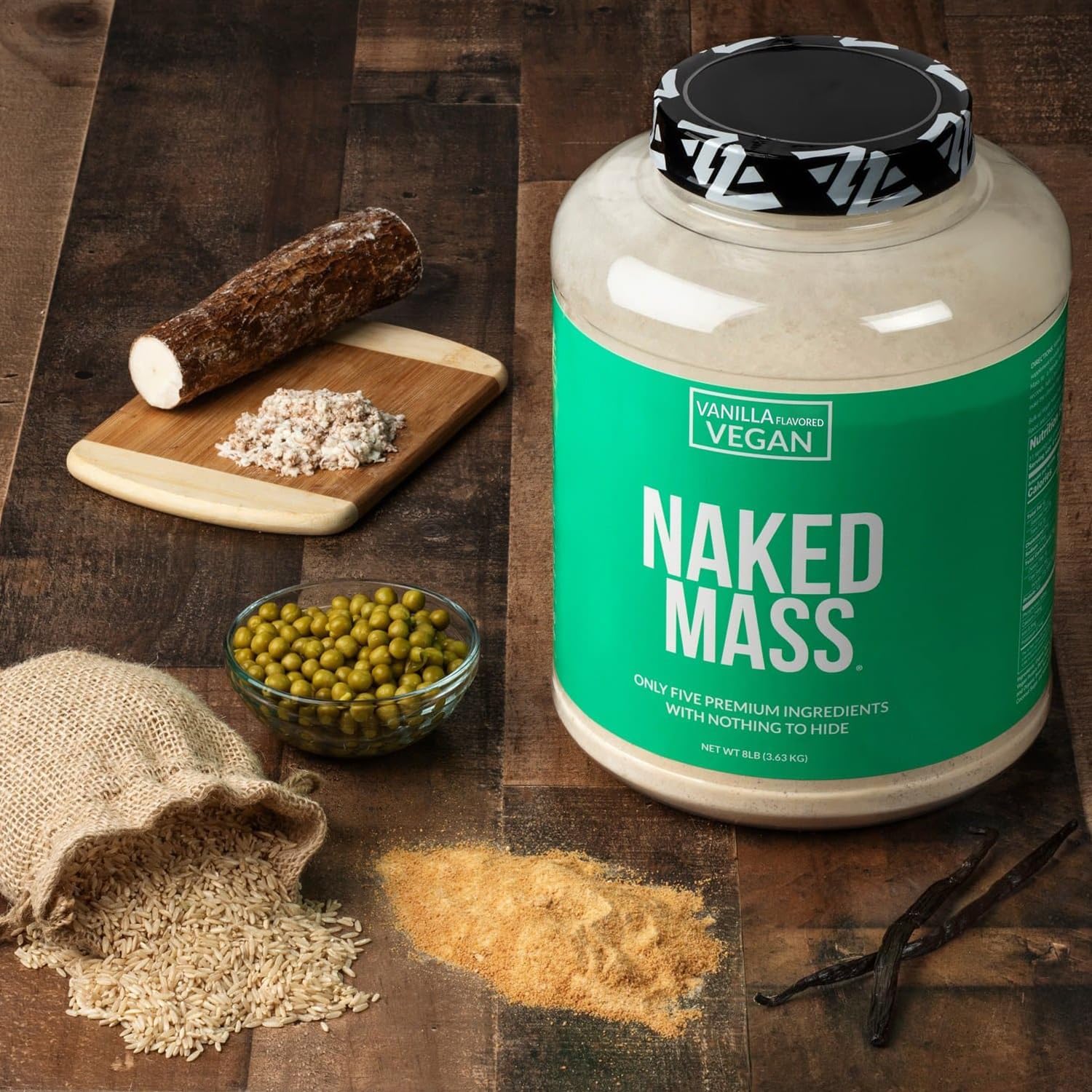 NAKED Mass - Vanilla Vegan Weight Gainer - 8Lb Bulk, GMO Free, Gluten Free, Soy Free & Dairy Free. No Artificial Ingredients - 1,230 Calories - 11 Servings : Health & Household