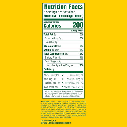 Belvita Soft Baked Banana Bread Breakfast Biscuits, Chewy Breakfast Bars, 5 Packs (1 Biscuit Per Pack)