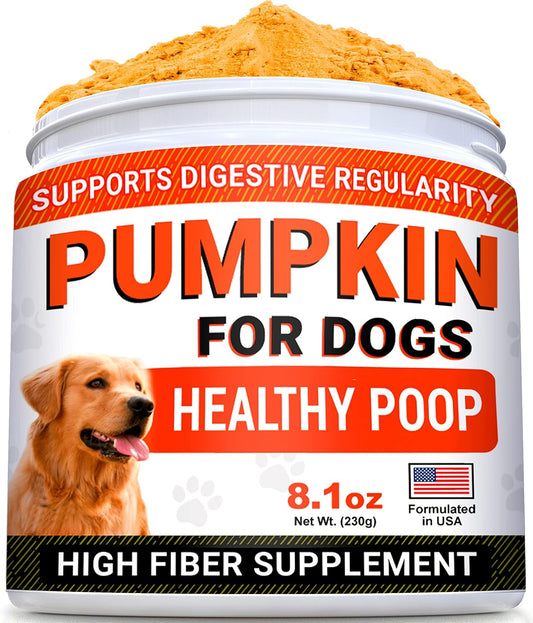 Pumpkin For Dogs + Allergy Relief Bundle - Upset Stomach + Itchy Skin Relief - Pure Pumpkin Powder + Omega 3 + Enzymes + Turmeric - Digestion Support + Skin & Coat Health - 8.1Oz + 120Ct - Made In Usa