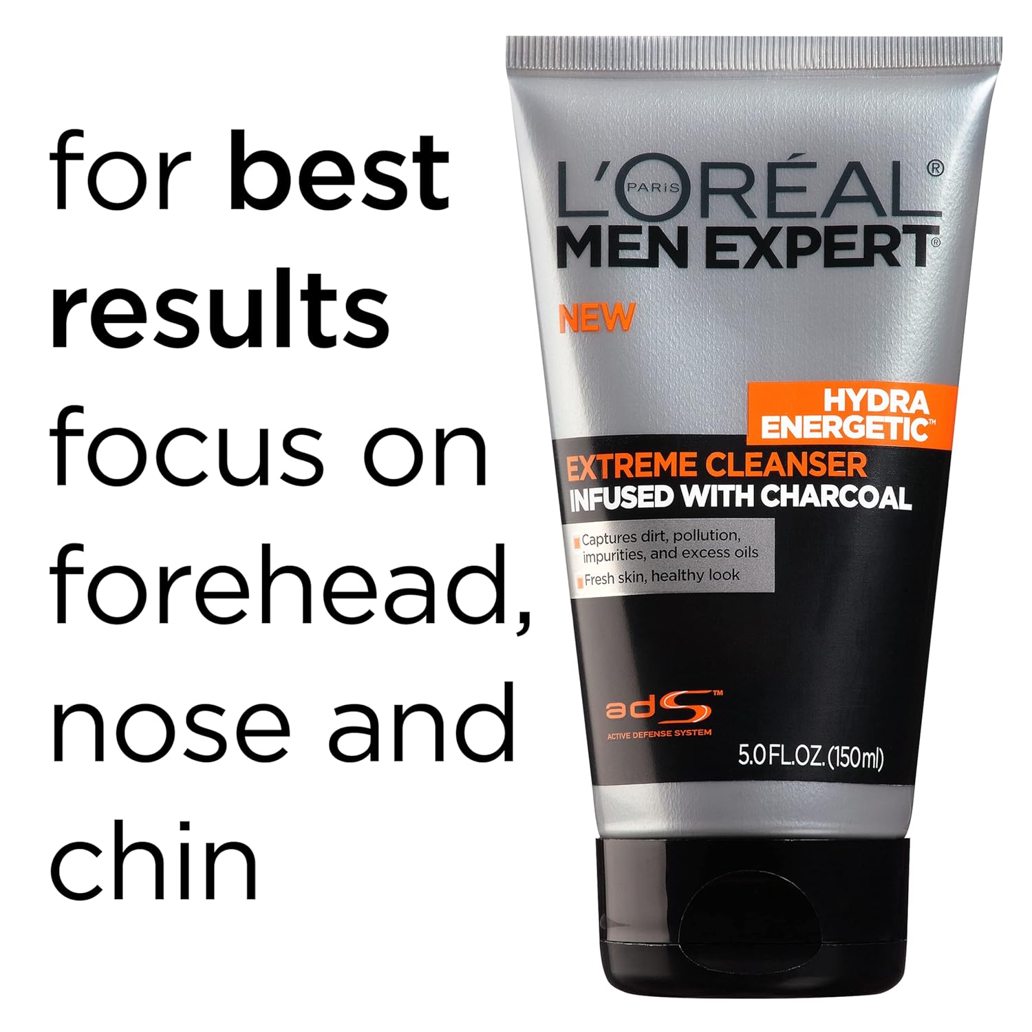 L'Oreal Paris Men Expert Hydra Energetic Daily Facial Cleanser With Charcoal, 2 Ct. : Beauty & Personal Care