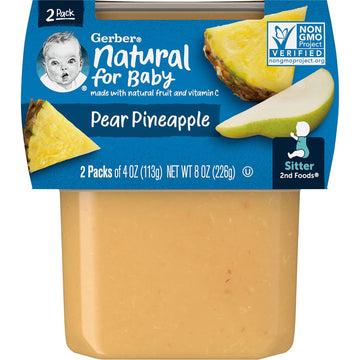 Gerber 2Nd Foods Pear Pineapple, 4 Oz Tubs, 2 Count (Pack Of 8)