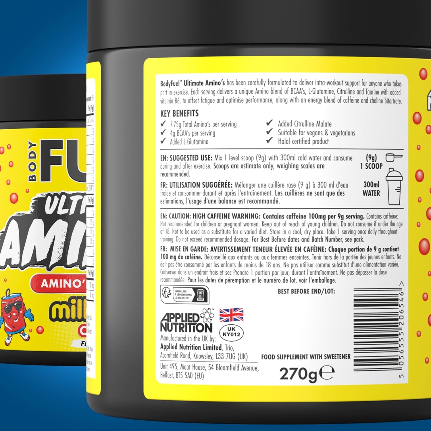 Applied Nutrition BodyFuel Amino's - Amino Acids Supplement, EAA Essential Amino Acids Powder, Muscle Fuel & Recovery (270g - 30 Servings) (Millions Raspberry) : Amazon.co.uk: Health & Personal Care