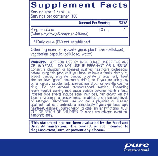 Pure Encapsulations Pregnenolone 30 mg | Supplement to Support The Immune System, Memory, and Hormone Balance* | 180 Capsules