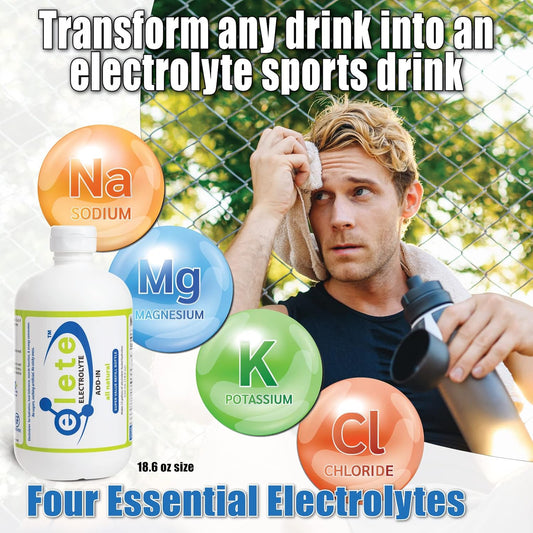 Elete Electrolyte Add-In Hydration Drops | Sodium, Magnesium, Potassium & Trace Minerals | Unflavored, All Natural | Leg And Muscle Cramp Relief | Transform Any Drink Into A Sports Drink, 18.6Oz