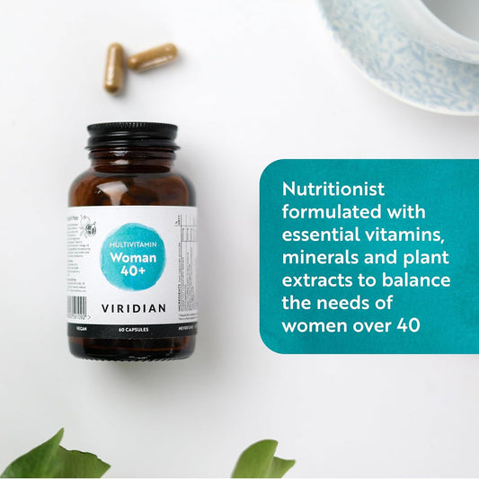 Viridian - Woman 40+ Multivitamin - 60 Veg Capsules | For Women Over 40 | Balanced B Vitamins & Phytonutrients For Energy & Well-Being | Non-Gmo, No Fillers | Formulated By Nutritionists | Vegan
