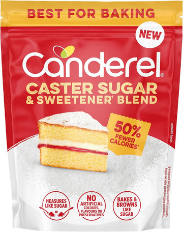 Canderel Caster Sugar And Sweetener Blend - 4 Pack - Low Calorie Baking Alternative - 4X370G