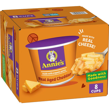 Annie'S Real Aged Cheddar Microwave Mac & Cheese With Organic Pasta, 8 Ct, 2.01 Oz Cups