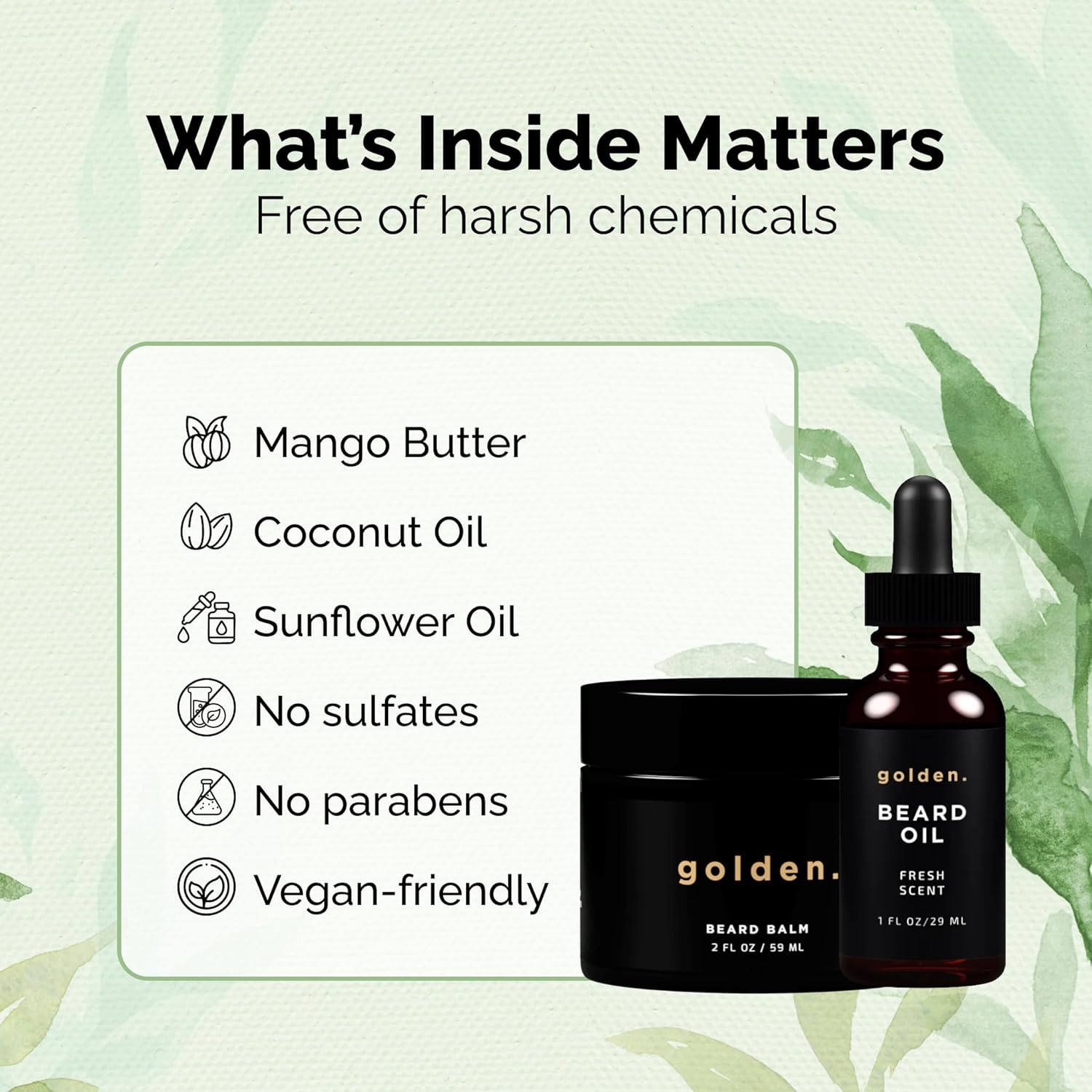 Golden Grooming Beard Oil & Balm Bundle For Men | Natural Growth Kit With Shea Butter | 2Oz Balm & 1Oz Oil | Toasted Vanilla : Beauty & Personal Care