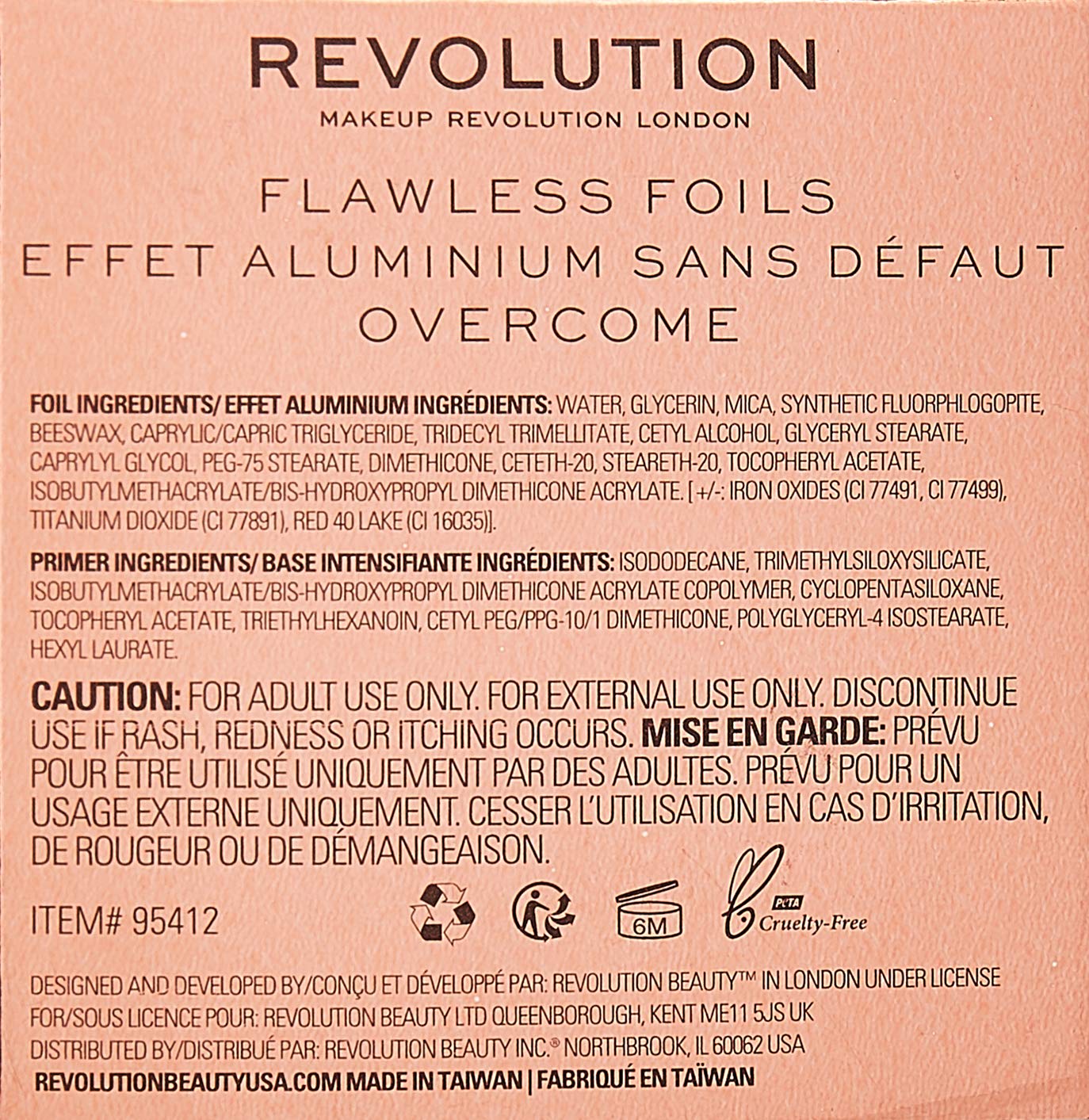 Makeup Revolution Flawless Foils Eyeshadow Palette, Overcome, Glitter & Metallic Shades, Longlasting Wear, Cruelty-Free, 0.06 Oz : Beauty & Personal Care