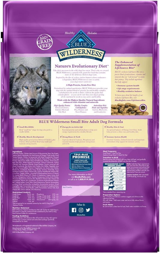 Blue Buffalo Wilderness High Protein, Natural Adult Small-Bite Dry Dog Food, Chicken 24-Lb