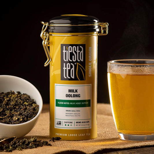 Tiesta Tea - Milk Oolong Tea | Single Origin Premium Loose Leaf Oolong Tea From China | Medium Caffeinated | Make Hot Or Iced Tea & Up To 50 Cups | 100% Pure Unblended - 4Oz Refillable Tin