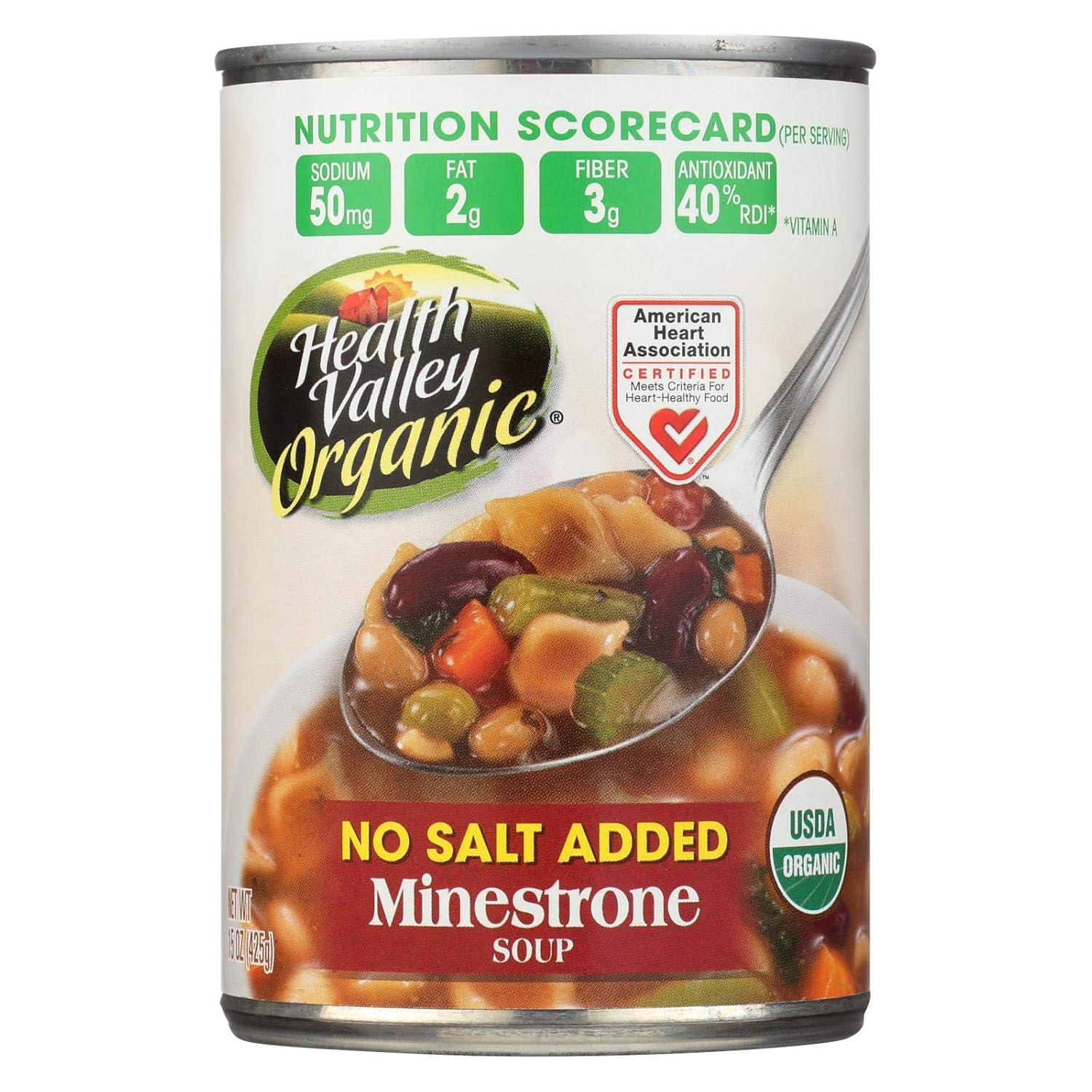 Health Valley Organic Soup - Minestrone, No Salt Added - Case Of 12 - 15 Oz