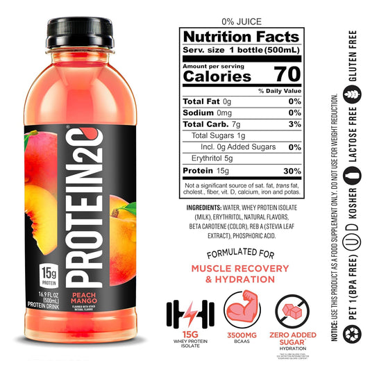 Protein2O 15G Whey Protein Isolate Infused Water, Ready To Drink, Gluten Free, Lactose Free, No Artificial Sweeteners, Flavor Fusion Variety Pack, 16.9 Oz Bottle (Pack Of 12)