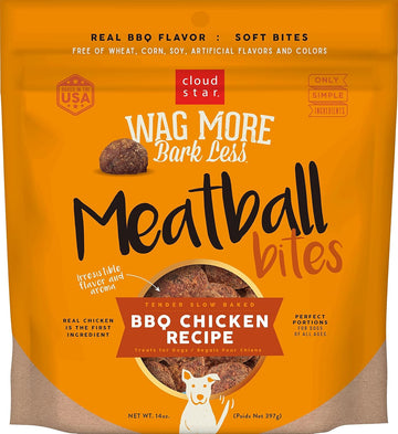 Cloud Star Wag More Bark Less Grain Free Meatball Bites, Bbq Chicken Recipe, 14 Oz