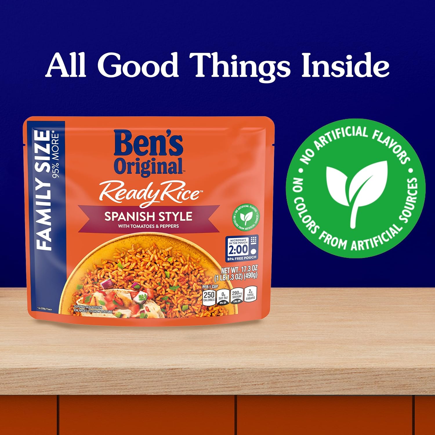 BEN'S ORIGINAL READY RICE Spanish Style Flavored Rice, Family Size, Easy Dinner Side, 17.3 OZ Pouch (Pack of 6) : Everything Else