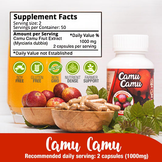 Sikyriah Camu Camu Capsules l 1000mg High Vitamin C Source l Immune System Support Pills l Powerful Antioxidant & Anti-Aging Supplement l Non-GMO and Gluten Free l