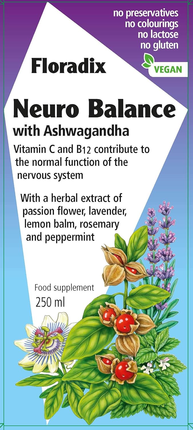 Floradix Neuro Balance with Ashwagandha, 250 ml