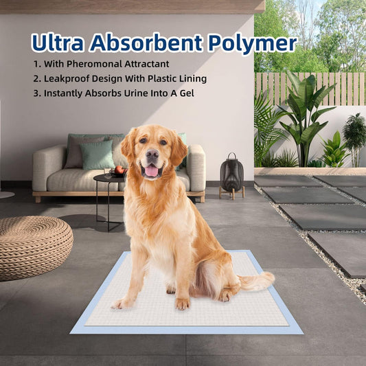 Honey Care All-Absorb Puppy Training Pads Made In The Usa! Ultra Absorbent And Odor Eliminating, Leak-Proof 5-Layer Potty Training Pads 22"X23" With Quick-Dry Surface