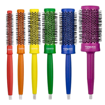 Termix C·Ramic Pride. Confezione Da 6 Spazzole Termiche Rotonde In Ceramica Con Fibre Ionizzate. Compresa La Borsa Da Toilette In Pelle Pride. Ispirato Dalla Diversità E Dalla