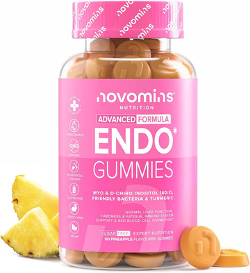 Endo Gummies - Myo-Inositol, Turmeric, Vitamin B6 & Probiotics For Gut Health - Intimate Health & Hormone Balance For Women - 60 Feminine Balance Gummies - Gluten Free - 1-Month Supply - Novomins