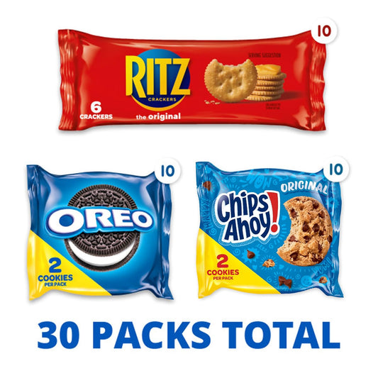 Nabisco Cookies & Cracker Variety Pack, Oreo, Ritz & Chips Ahoy!, 30 Snack Packs