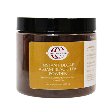 Civilized Coffee Decaffeinated Instant Assam Black Tea Powder For Hot Tea, Iced Tea & Baking (8Oz)