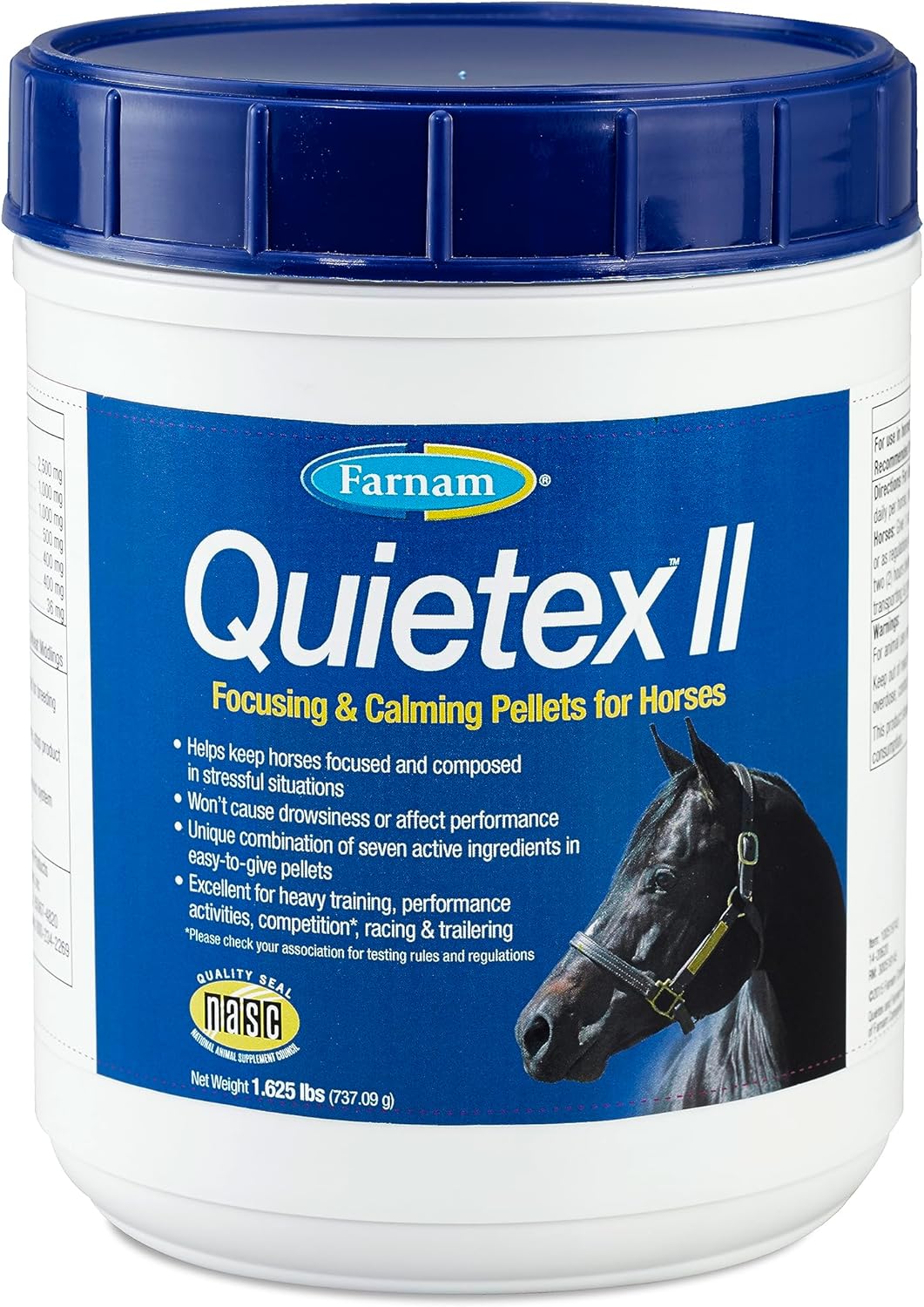 Farnam Quietex Ii Horse Calming Supplement Pellets, Helps Manage Nervous Behavior And Keep Horses Calm & Composed In Stressful Situations, 1.625 Lbs, 26 Day Supply