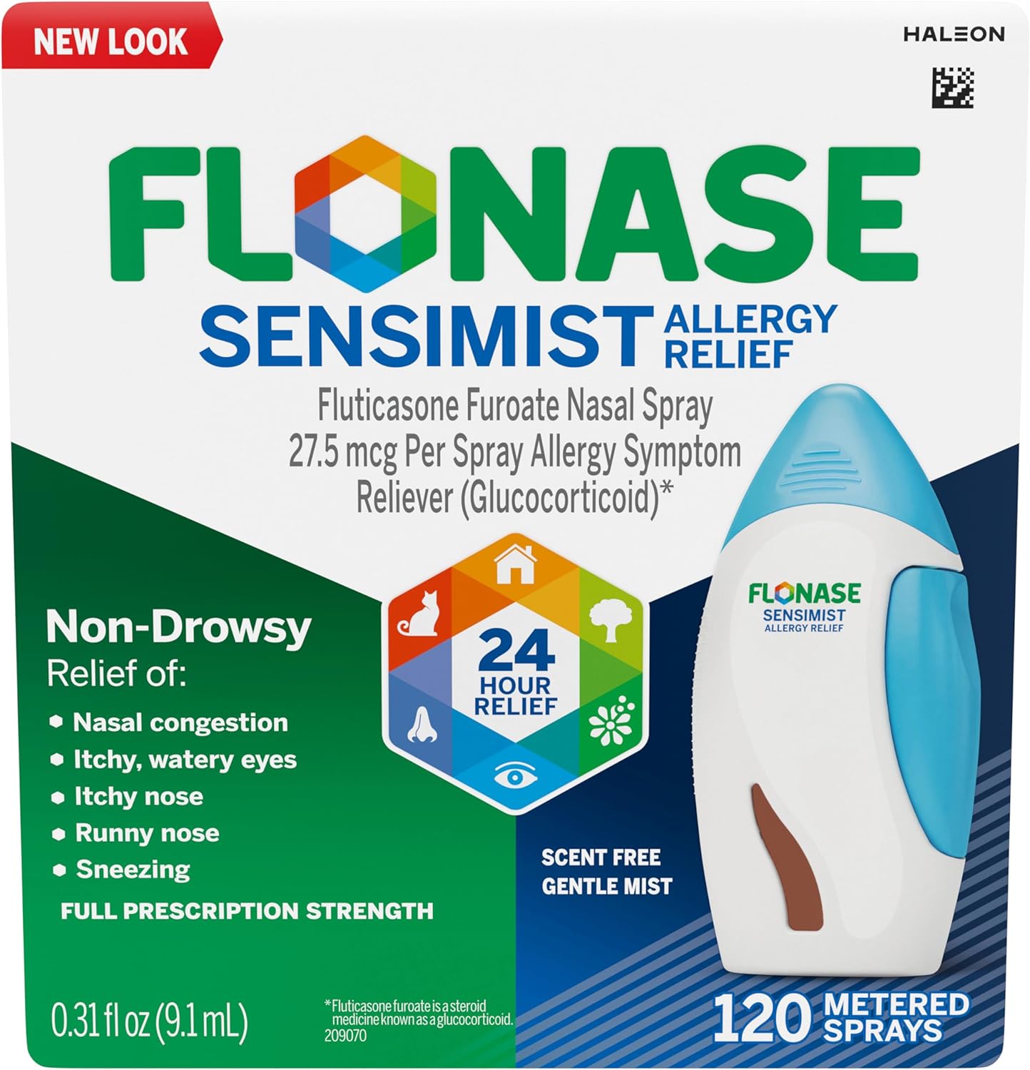 Flonase Sensimist Allergy Relief Nasal Spray For Non-Drowsy, 24-Hour Multi-Symptom Allergy Relief – 120 Sprays