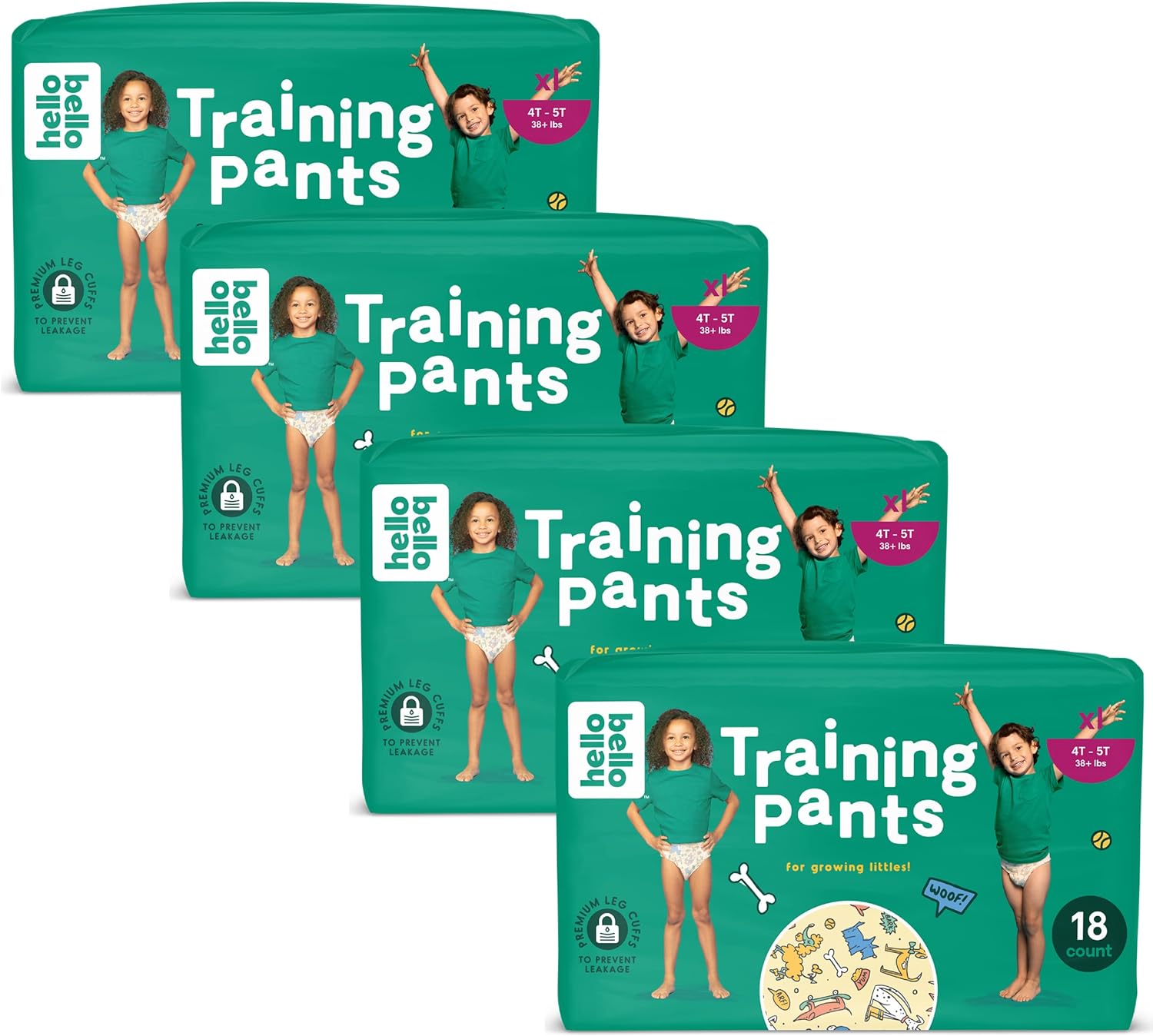 Hello Bello Premium Training Pants Size 4T-5T I 72 Count Of Disposeable, Gender Neutral, Eco-Friendly, And Potty Training Underwear With Snug And Comfort Fit For Toddlers On The Move I Li'L Barkers