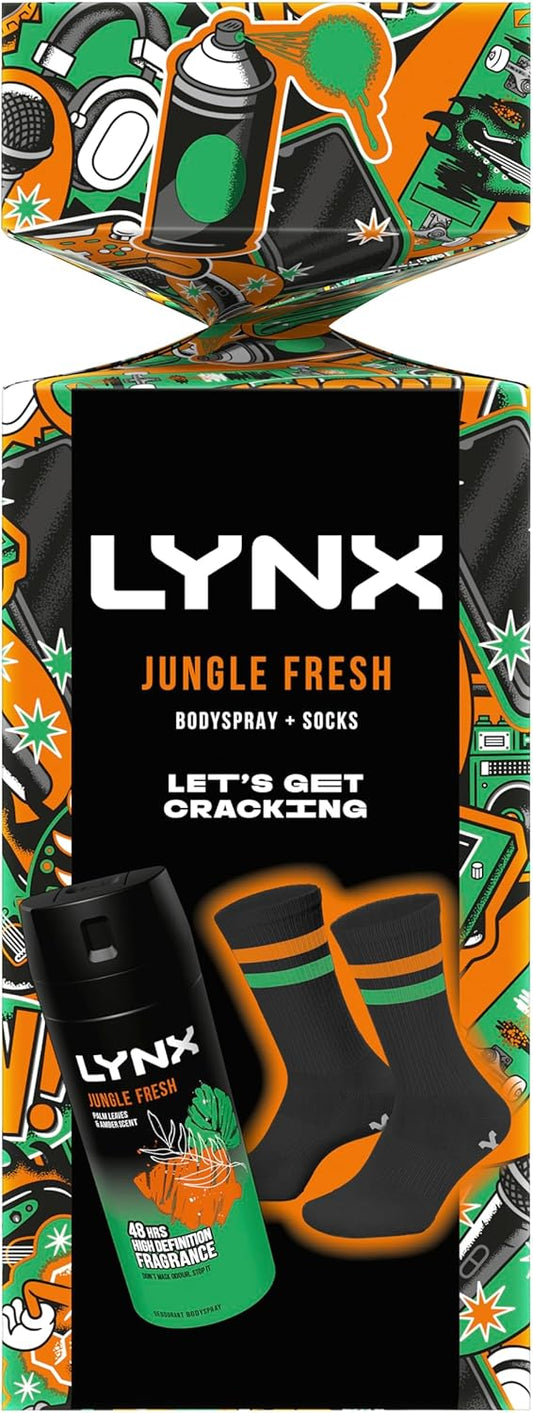 Lynx Jungle Fresh Deodorant Gift Set Body Spray + Socks Perfect Gifts For Him 1 Piece