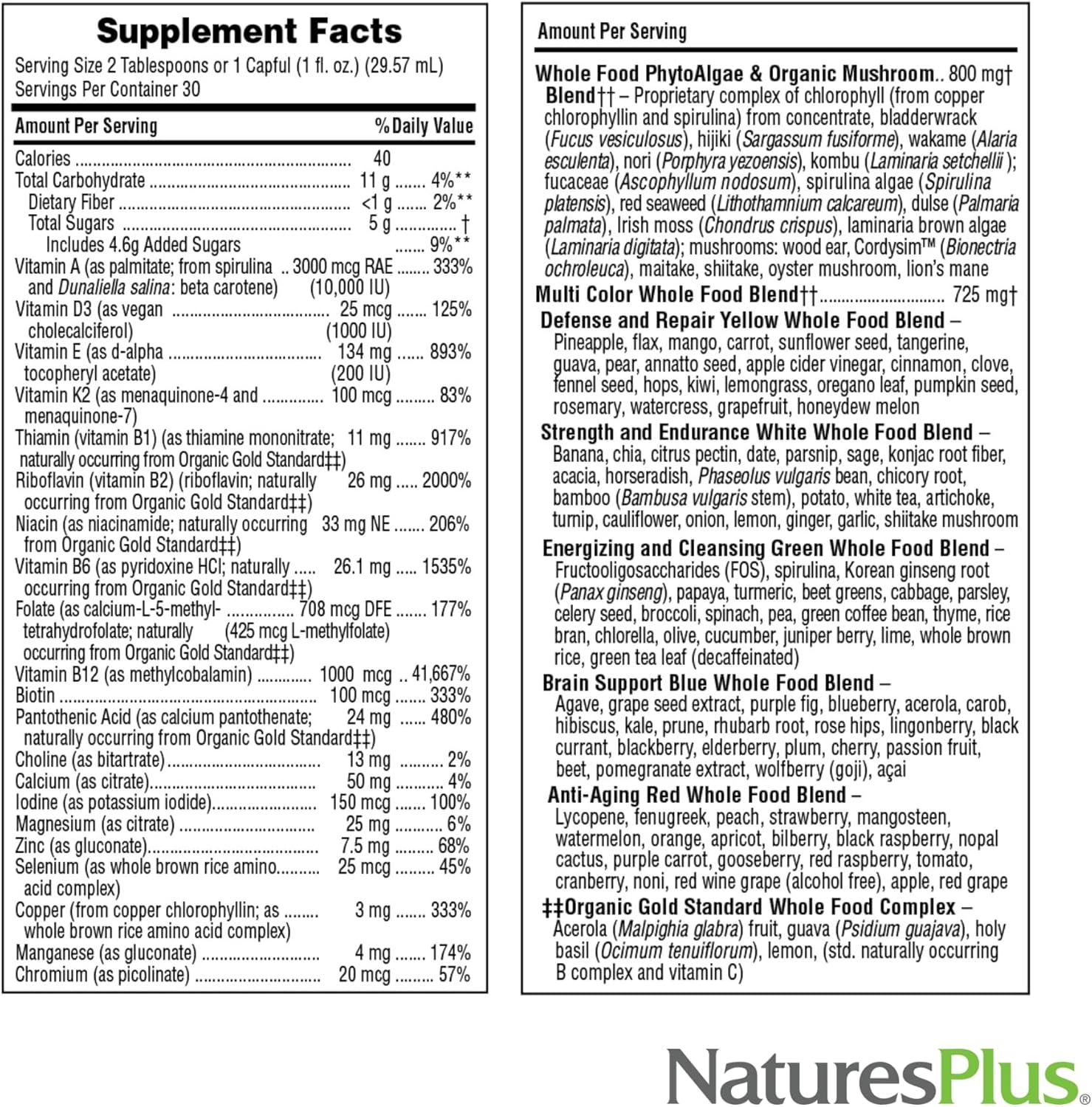 Natures Plus Source Of Life Gold Multivitamin Liquid - 30 Oz - Supports Energy Production, Healthy Immune System & Well-Being Includes Vitamins D3, B12, K2 & Over 120 Whole Food Nutrients, 30 Servings
