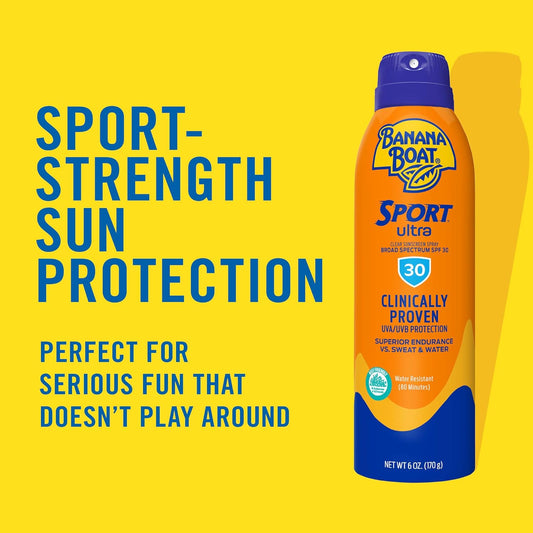 Banana Boat Sport Ultra Spf 30 Sunscreen Spray, 9.5Oz | Banana Boat Sunscreen Spray Spf 30, Oxybenzone Free Sunscreen, Spray On Sunscreen, Water Resistant Sunscreen, Family Size Sunscreen, 9.5Oz