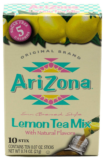 Arizona Lemon Iced Tea Stix Sugar Free, 10Countper Box (Pack Of 6), Low Calorie Single Serving Drink Powder Packets, Just Add Water For A Deliciously Refreshing Iced Tea Beverage