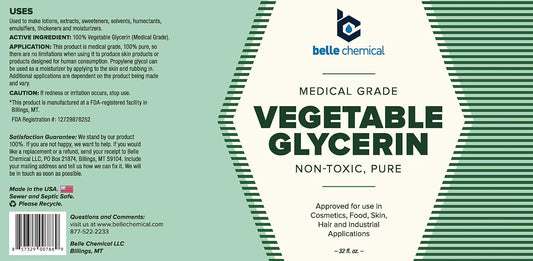 Medical Grade Vegetable Glycerin - Non-Toxic, 100% Pure