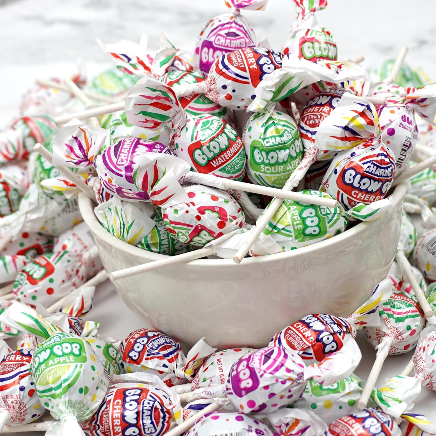 Charms Blow Pops, 3Lb Bulk Bag (Approx 68), Assorted Fruit Flavored Bubble Gum Filled Lollipops, Individually Wrapped Bulk Hard Candy, The Hampton Popcorn & Candy Company : Grocery & Gourmet Food