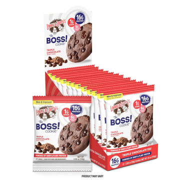 Lenny & Larry's The BOSS Cookie, Triple Chocolate Chip, 2 oz, 16g Dairy & Plant Protein, 1g Sugar, 6g Fiber, 1g Net Carbs - 12 Count