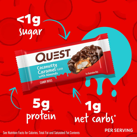 Quest Nutrition Coconutty Caramel Candy Bites, 1g Net Carbs, Less Than 1g of Sugar, Gluten Free, 8 Count (Pack of 3)