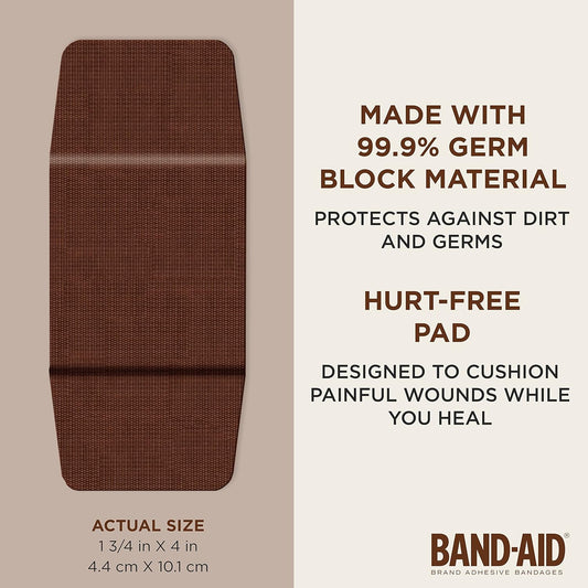 Band-Aid Brand Ourtone Adhesive Bandages, Flexible Protection & Care Of Minor Cuts & Scrapes, Quilt-Aid Pad For Painful Wounds, Br55, Extra Large, 10 Ct