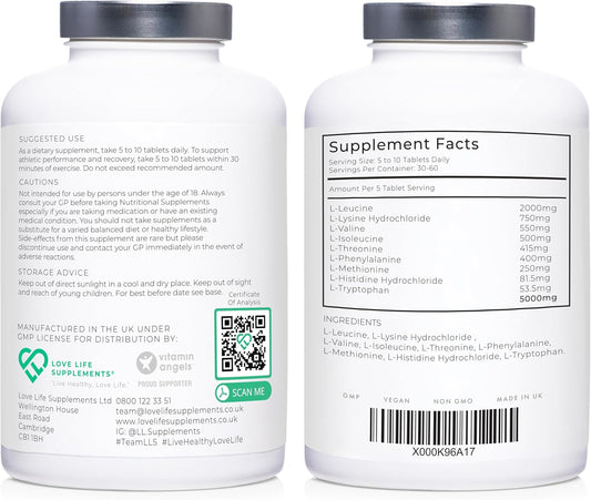 Eaa Amino Acids Powder, All 9 Essential Amino Acids Including Bcaa'S, Orange & Lime Flavour, 360G - 60 Servings (5G Of Eaa'S Per Serving) - Love Life Supplements