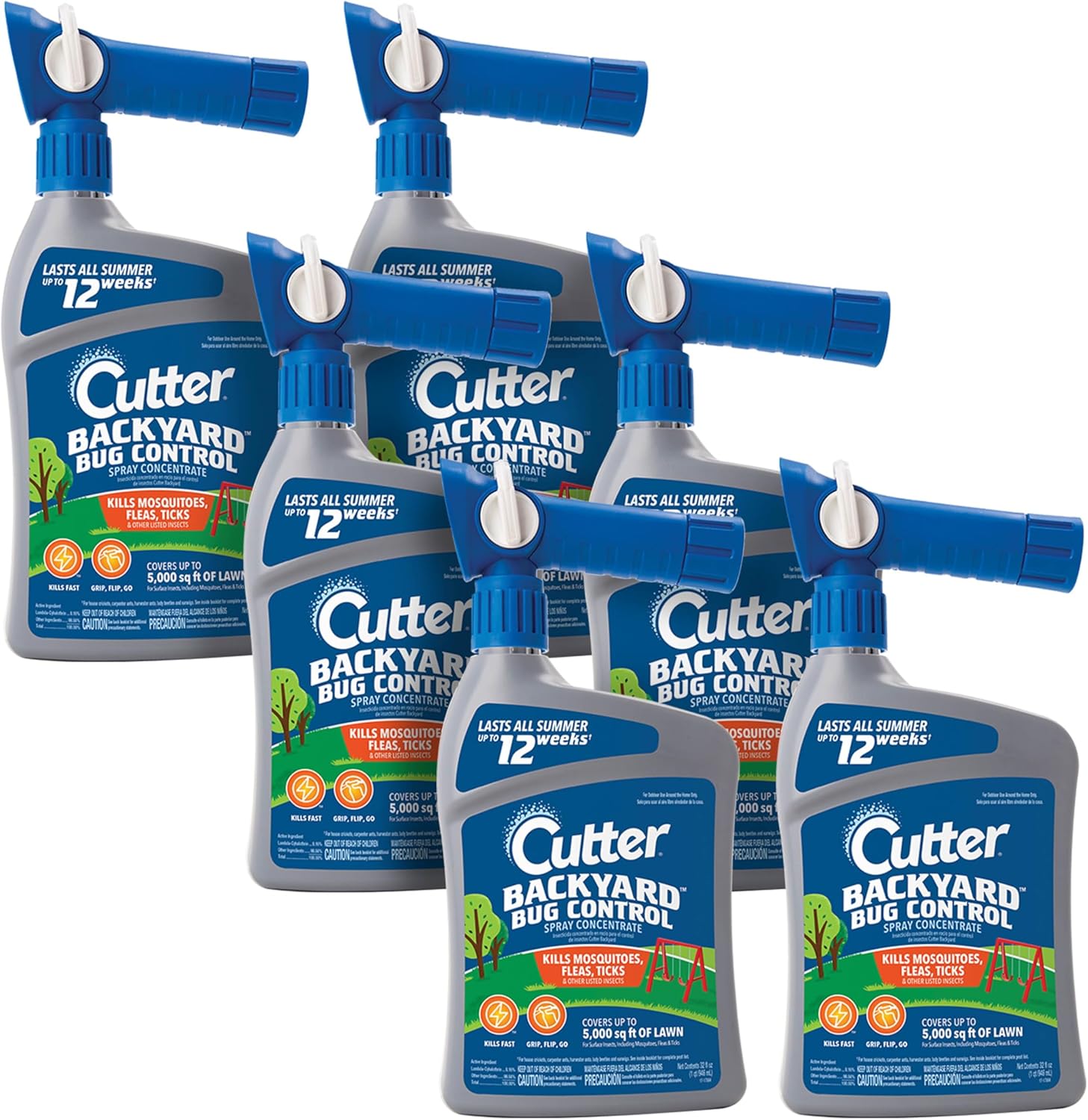 Cutter Backyard Bug Control Spray Concentrate (6 Pack), Kills Mosquitoes, Fleas & Listed Ants, 32 Fl Ounce