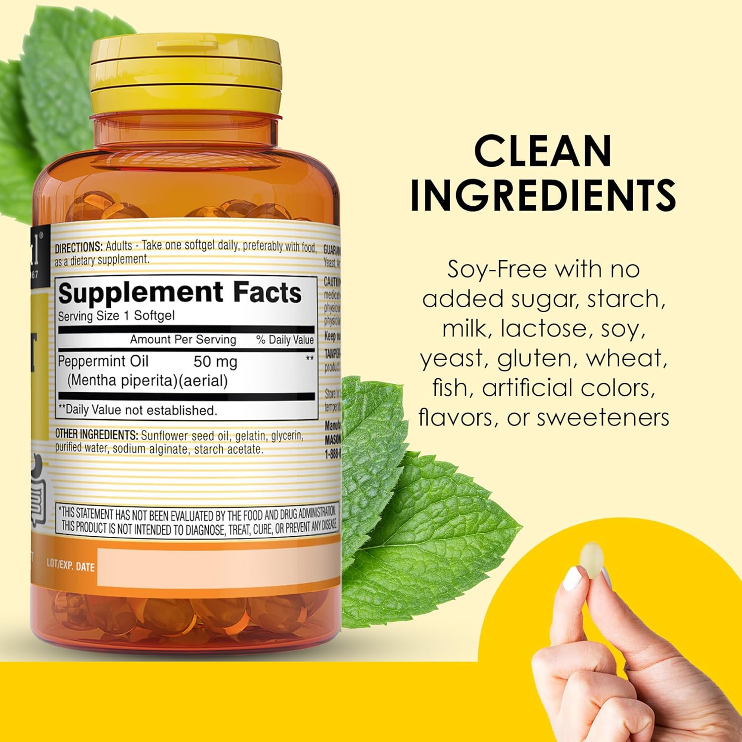 Buy Mason Natural Peppermint Oil 50 Mg Enteric Coated Supplement, 90 Day Supply Of Gastrointestinal Support For Normally Functioning Bowel, Softgel Pills On  Free Shipping On Qualified Orders
